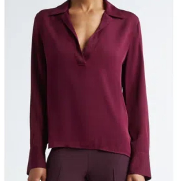 VINCE- Elegant silk blend Burgundy Women's Top-Large NWOT - Picture 1 of 7